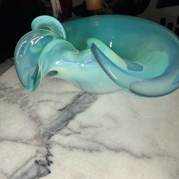 Cenedese Murano Blue Art Glass Biomorphix Organic Shaped Bowl 60's Vintage - Picture 4 of 8